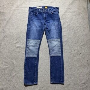 Pilcro And The Letterpress Jeans Womens 27 Blue Denim Striped Knee Patch 28x28